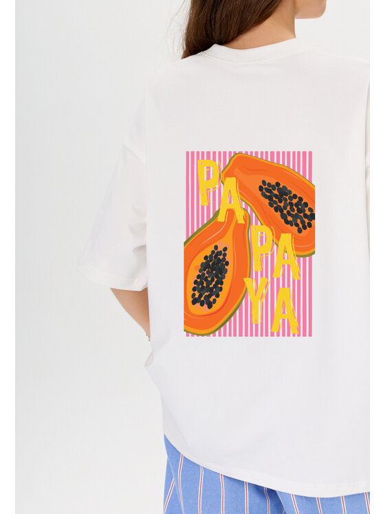 Mirons Mirons T-Shirt Print Biały Oversize