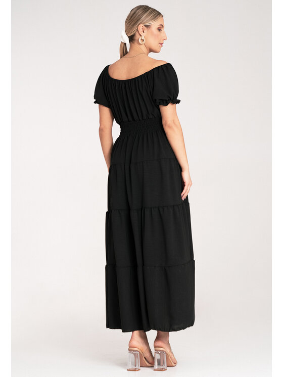 FIGL FIGL Vestito estivo M1170 Nero Flared Fit