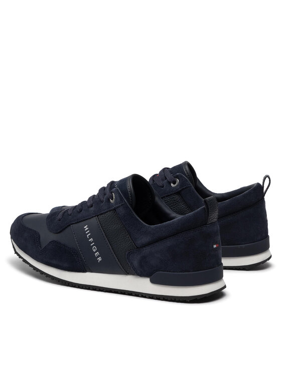 Tommy Hilfiger Tommy Hilfiger Sneakersy Iconic Leather Suede Mix Runner FM0FM00924 Granatowy