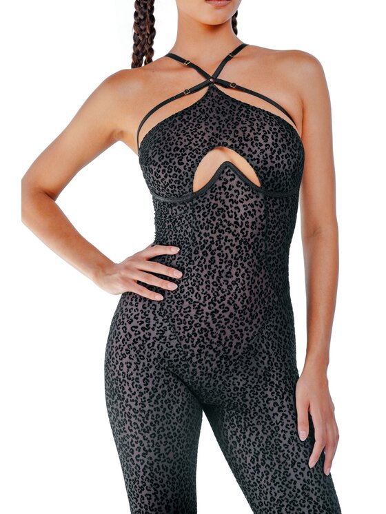 Perilla Perilla Kombinezon Kombinezon Wild Panther Czarny Slim Fit