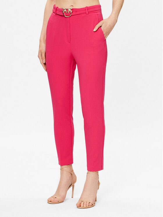 Pinko Pantaloni din material 100309 A0KD Roz Regular Fit 100309 imagine noua