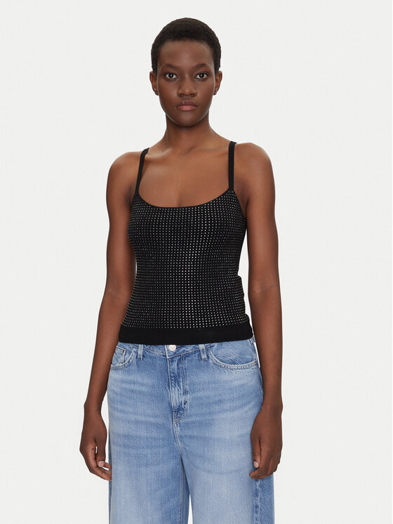 Guess Top W5GR47 Z3MN2 Nero Regular Fit, taglia : S