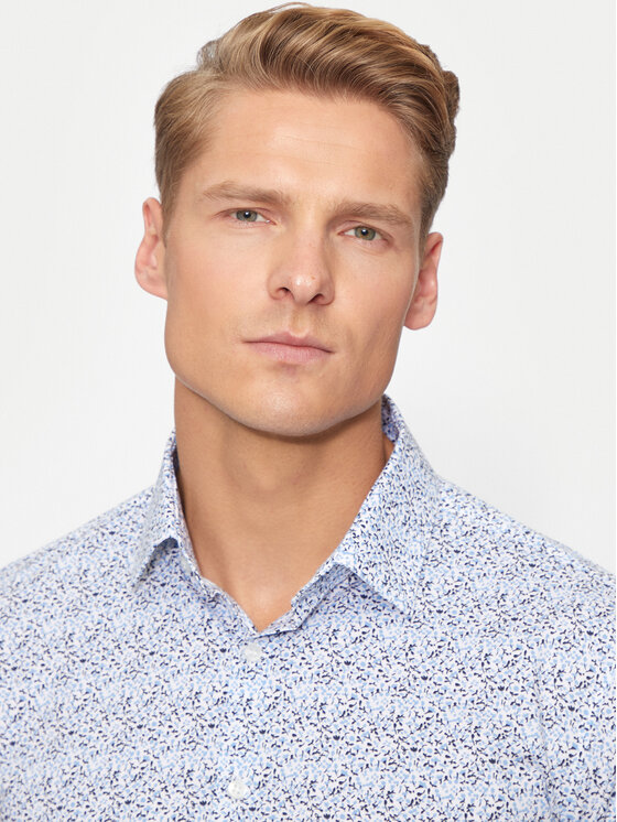 Calvin Klein Calvin Klein Srajca Floral K10K113175 Modra Slim Fit
