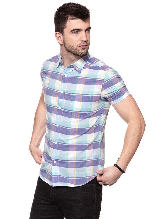 Wrangler Wrangler Koszula SS 1PKT SHIRT Fioletowy Regular Fit