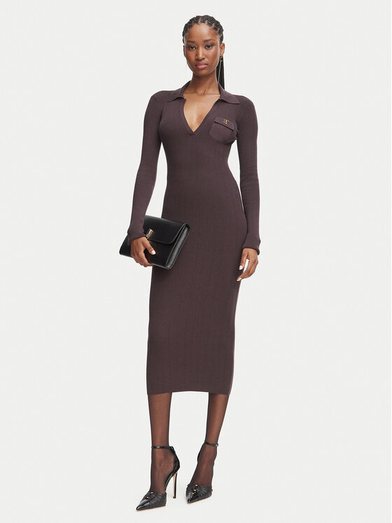 Elisabetta Franchi Elisabetta Franchi Vestito di maglia AM-08B-66E2-V380 Marrone scuro Slim Fit