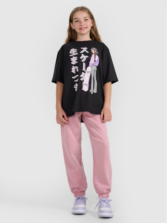 4F 4F T-Shirt BLUE VACATION Czarny Oversize