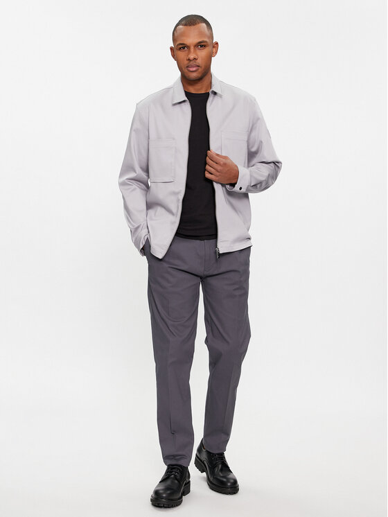 Calvin Klein Calvin Klein Společenské kalhoty Modern Twill Tapered Pleat K10K111490 Šedá Slim Fit