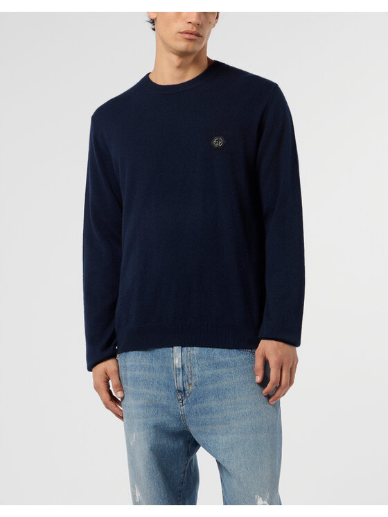 PHILIPP PLEIN PHILIPP PLEIN Svetr 26019 Tmavomodrá Regular Fit