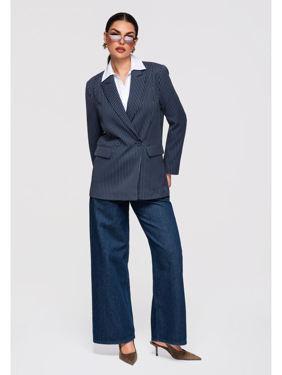 Ombre Ombre Marynarka OW-BLZB-0113 Granatowy Slim Fit