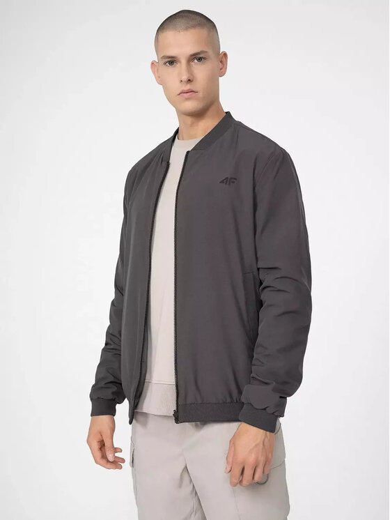 4F 4F Kurtka bomber 4FSS23TJACM013-44S Szary Regular Fit