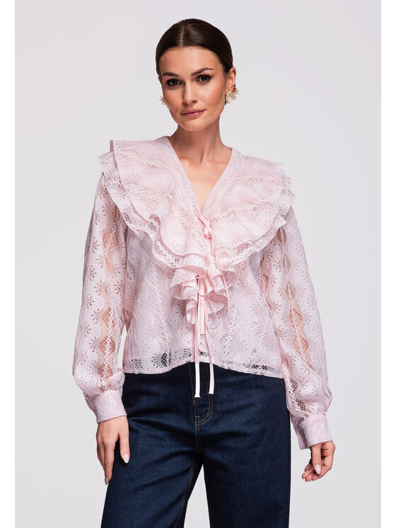 Ombre Ombre Bluzka OW-TS-E0027 Różowy Loose Fit