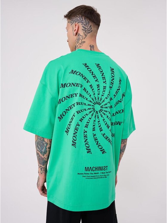T-Shirt Machinist, Rozmiar XL, Zielone, Koszulka Z Krótkim Rękawem Męska Oversize Zielona Machinist Money Rules L
