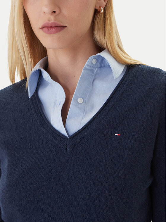 Tommy Hilfiger Tommy Hilfiger Pulover WW0WW43505 Bleumarin Regular Fit