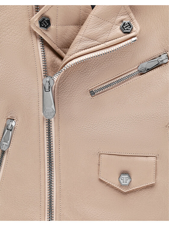 PHILIPP PLEIN PHILIPP PLEIN Chiodo di pelle 4609 Beige Basic Fit