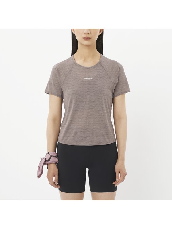 Salomon Salomon Koszulka techniczna SHAKEout AIR CROPP SS TEE W Brązowy Cropped Fit