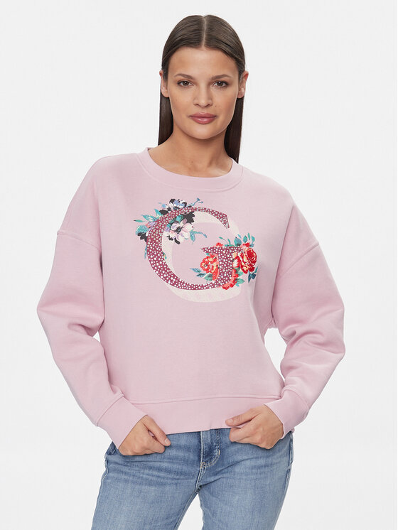 Guess Guess Mikina W4RQ11 K9Z21 Růžová Regular Fit