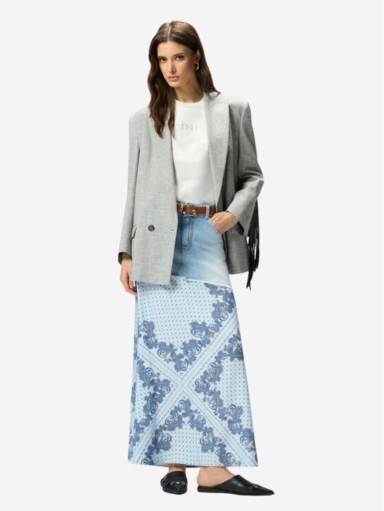 PINKO PINKO Gonna FUGA GONNA DENIM + TWILL STAMP Celeste Regular Fit