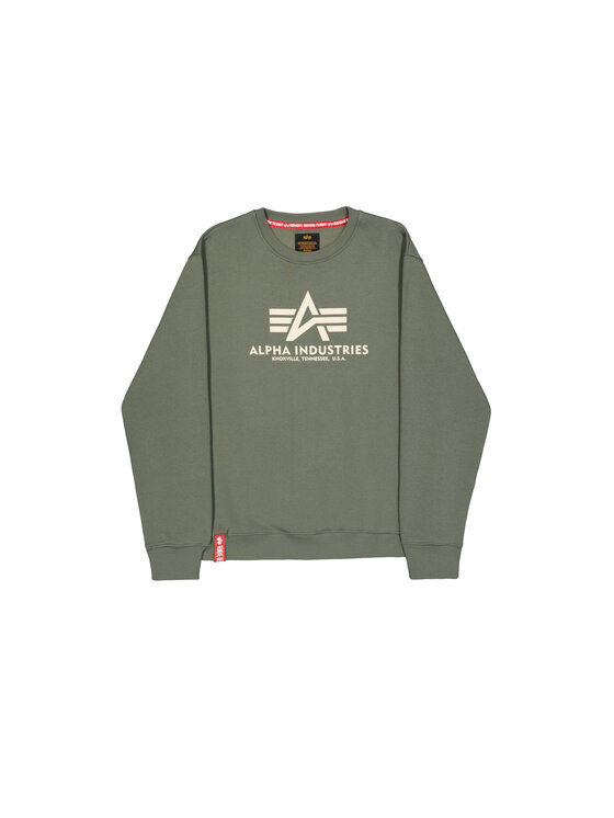Alpha Industries Alpha Industries Bluza Basic Big Logo Sweatshirt Zielony Regular Fit