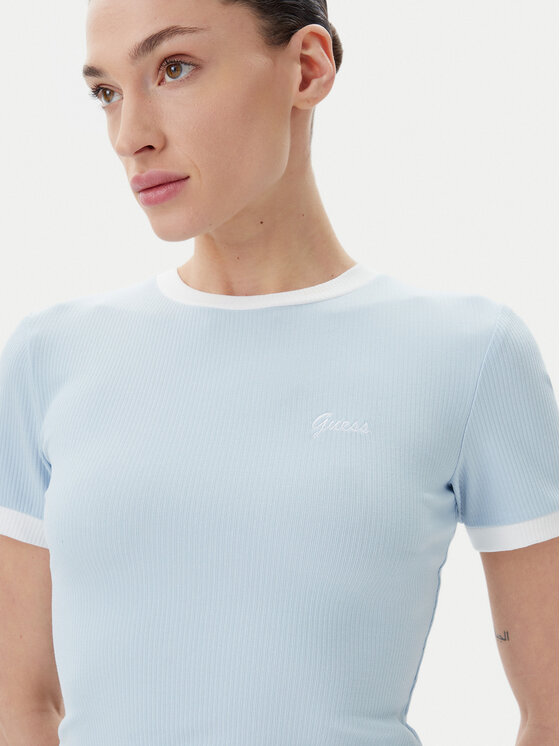 Guess Guess T-krekls V5GP08 KCRN2 Gaiši zils Regular Fit