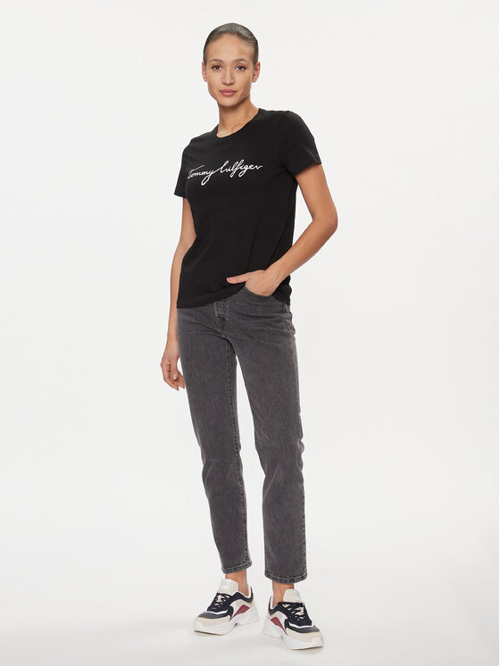 Tommy Hilfiger Tommy Hilfiger T-Shirt Heritage Crew Neck Graphic Tee WW0WW24967 Schwarz Regular Fit