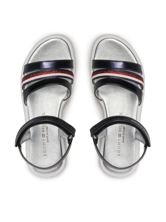 Tommy Hilfiger Tommy Hilfiger Sandały Stripes Velcro T4A2-32771-1372 S Granatowy