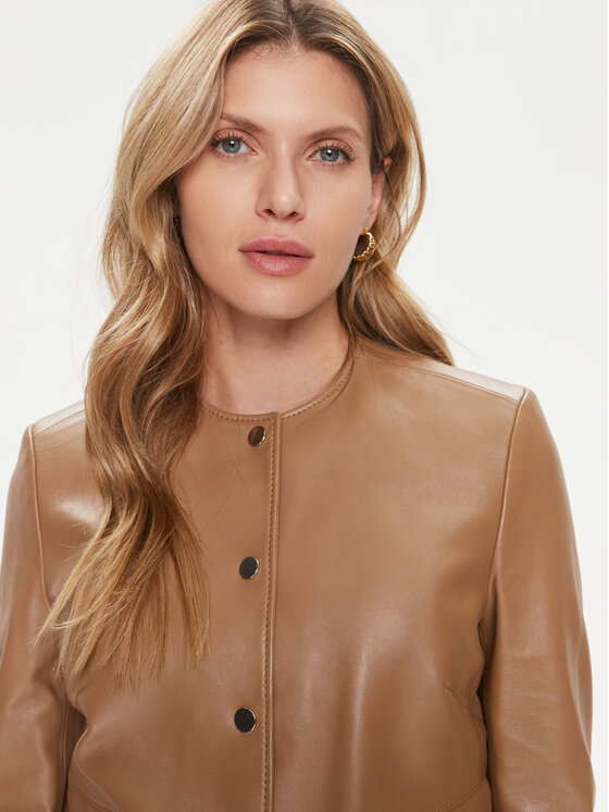 BOSS Boss Usnjena jakna Samarie 50505500 Bež Slim Fit