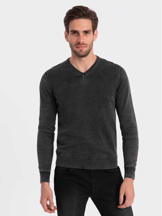 Ombre Ombre Sweter OM-SWOS-0108 Czarny Fitting Fit