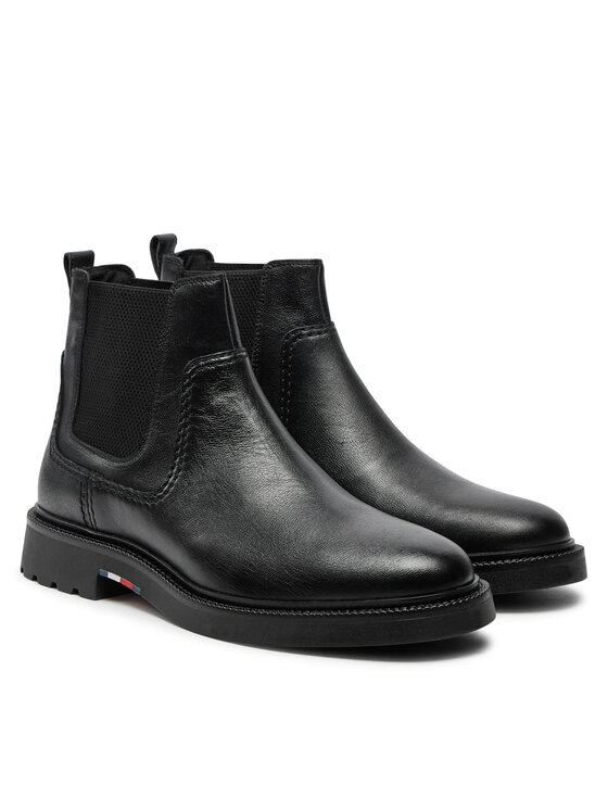 Tommy Hilfiger Tommy Hilfiger Kotníková obuv s elastickým prvkem Chelsea FM0FM05184 Černá