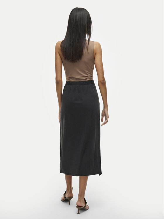 Vila Vila Midi suknja Modala 14101691 Crna Regular Fit