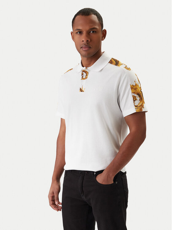 Versace Jeans Couture Tricou polo 80GAG6R1 JS549 Alb Regular Fit