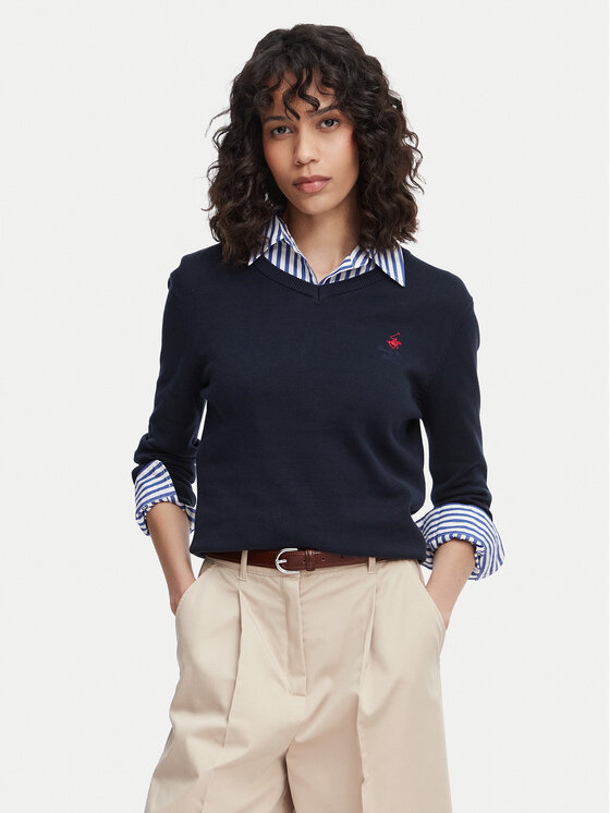 Beverly Hills Polo Club Pulover P-SS26W-M536563 Bleumarin Regular Fit