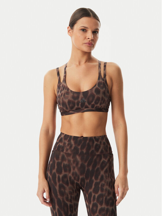 adidas adidas Sportinė liemenėlė Optime Leopard Strappy KF5702 Ruda