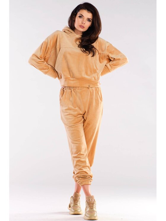 Awama Awama Bluza A412 Beżowy Basic Fit