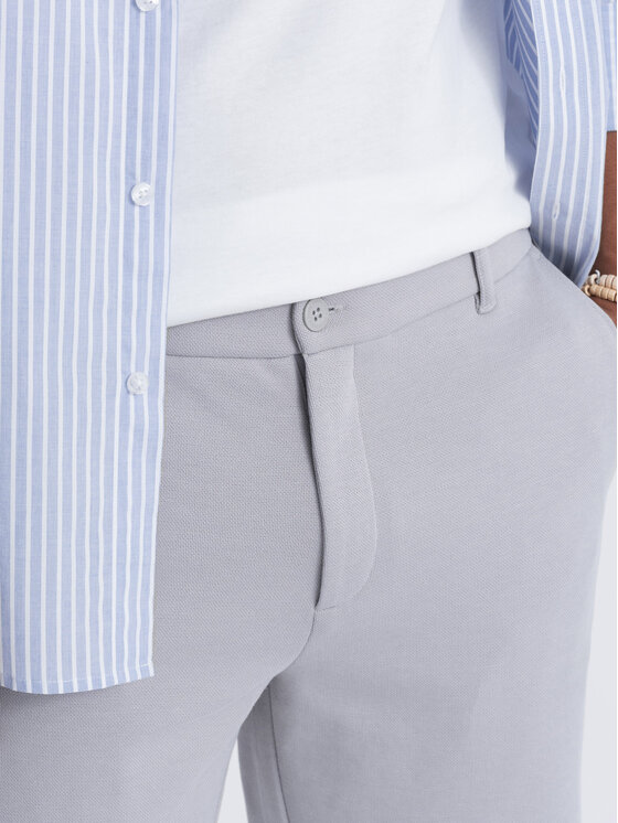 Ombre Ombre Šortky z materiálu OM-SRCS-0126 Šedá Slim Fit
