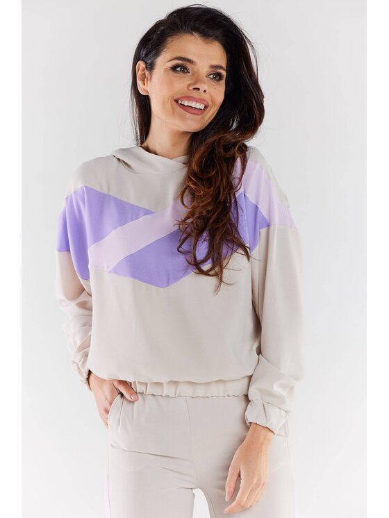 Awama Awama Bluza A497 Beżowy Basic Fit