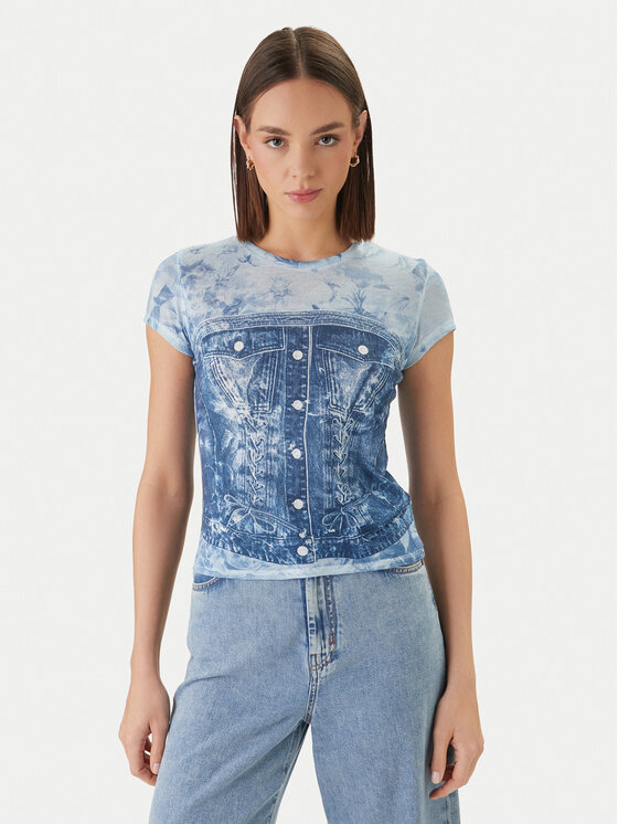Guess Guess Tricou W6GI44 K3614 Albastru Regular Fit