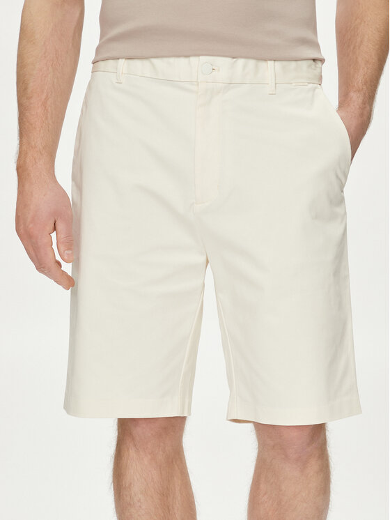 Calvin Klein Bavlnené šortky Sateen K10K112831 Écru Regular Fit