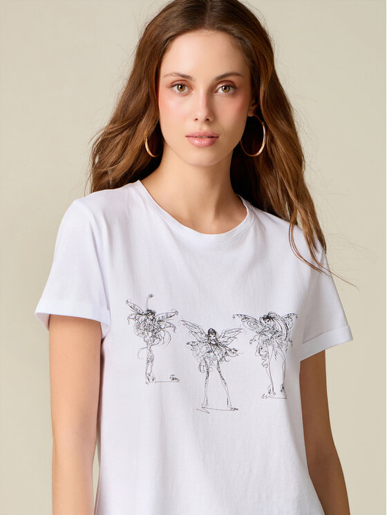 Oltre Oltre T-Shirt G04AJ004815N011 Biały Regular Fit