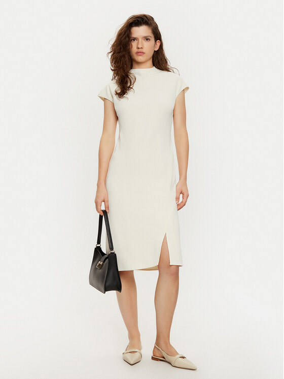 Calvin Klein Calvin Klein Sukienka codzienna Heavy Crepe Ss Bodycon Dress K20K208091 Biały Slim Fit