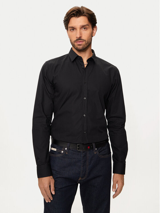 HUGO Hugo Marškiniai Elisha02 50524818 Juoda Extra Slim Fit