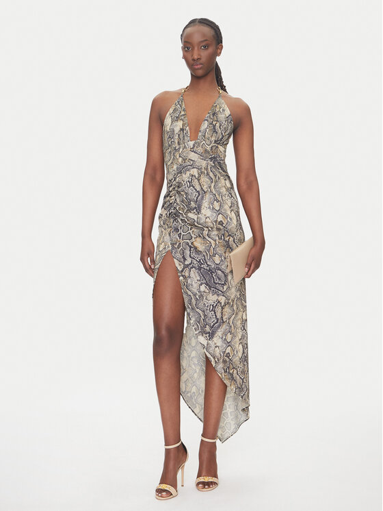 Just Cavalli Just Cavalli Koktel haljina 78PAO932 Bež Slim Fit