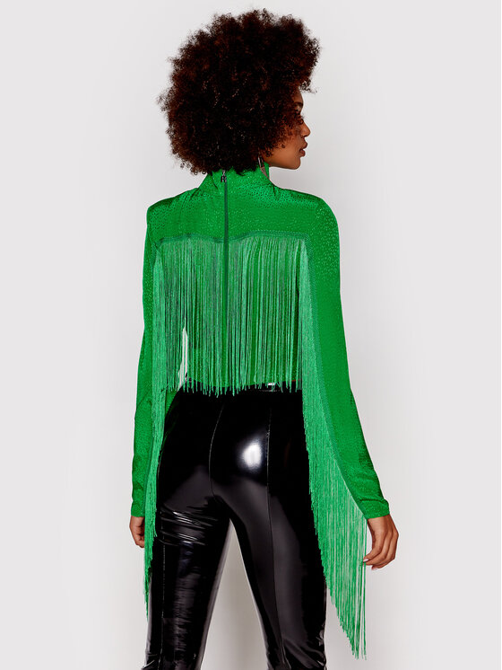 ROTATE ROTATE Bluzka Reba Fringe RT835 Zielony Loose Fit