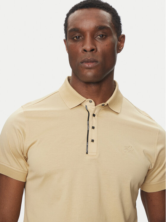 KARL LAGERFELD KARL LAGERFELD Тениска с яка и копчета 745007 552200 Бежов Regular Fit