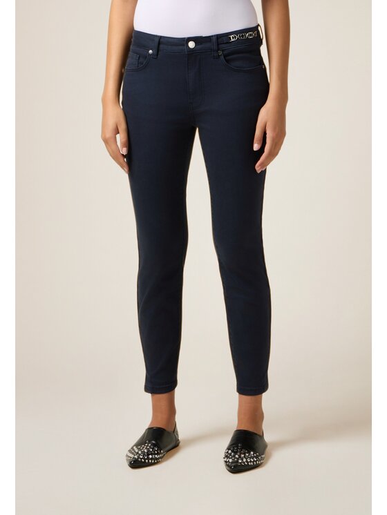 Oltre Oltre Pantaloni di tessuto P728R008665N034 Blu Skin Fit