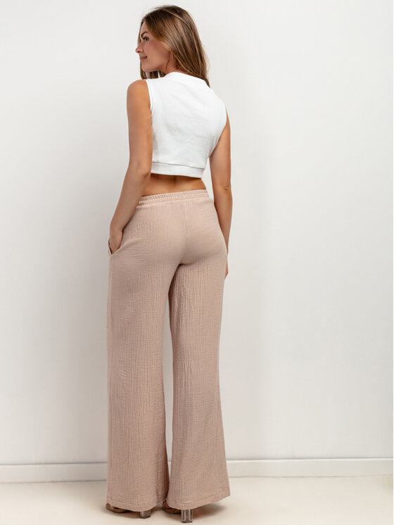Tessita Tessita Spodnie materiałowe T428/3/S Beżowy Wide Leg