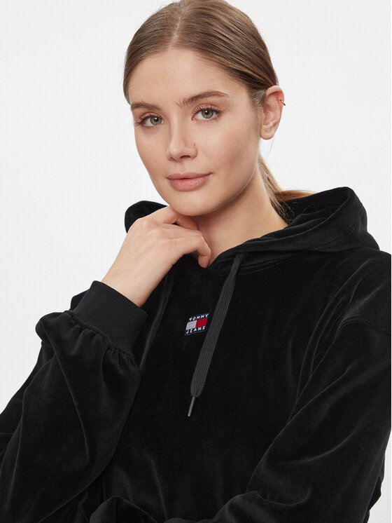 Tommy Jeans Tommy Jeans Μπλούζα Velour DW0DW17519 Μαύρο Regular Fit