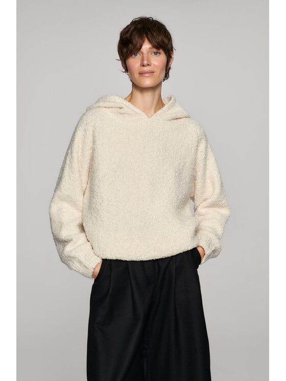B SIDES B SIDES Sweter Z KAPTUREM ROCKY Biały Boxy Fit