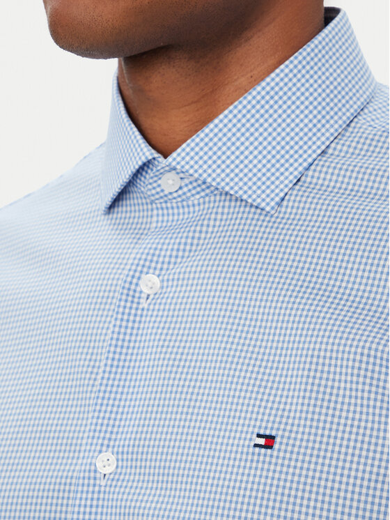 Tommy Hilfiger Tommy Hilfiger Marškiniai Gingham MW0MW42931 Šviesiai mėlyna Slim Fit
