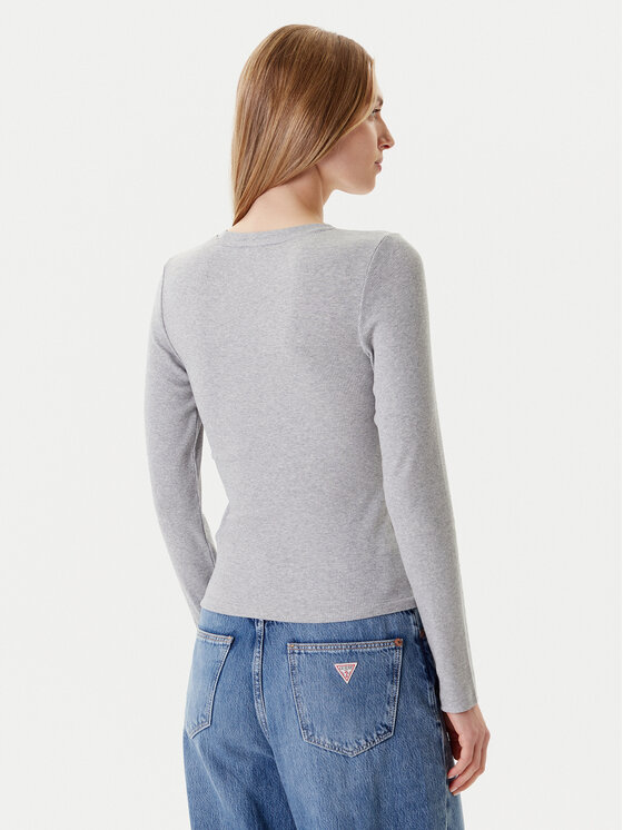 Guess Jeans Guess Jeans Blúzka W5YP38 KA0H1 Sivá Slim Fit