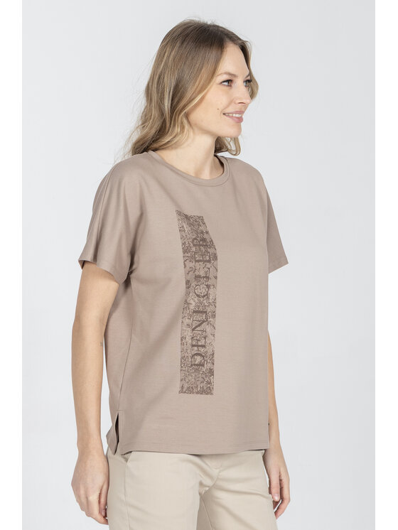Deni Cler Milano Deni Cler Milano T-Shirt T-DC-T209-F2-46-71-1 Beżowy Loose Fit